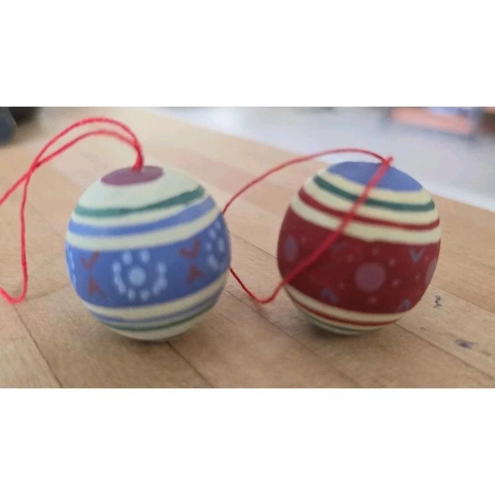 6 Handpainted Rustic Wooden Christmas Ornaments Folk Art Holiday Tree Farmhouse